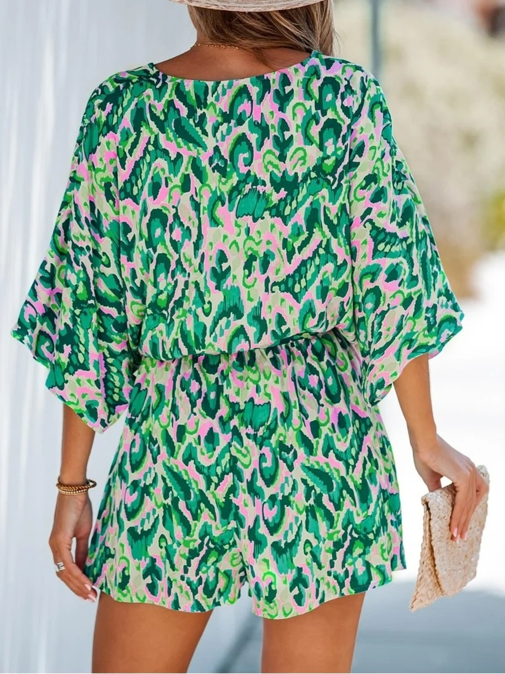 Cupshe Green & Pink Abstract Print Women's Swim Cover-Up Dress - Picture 2 of 6